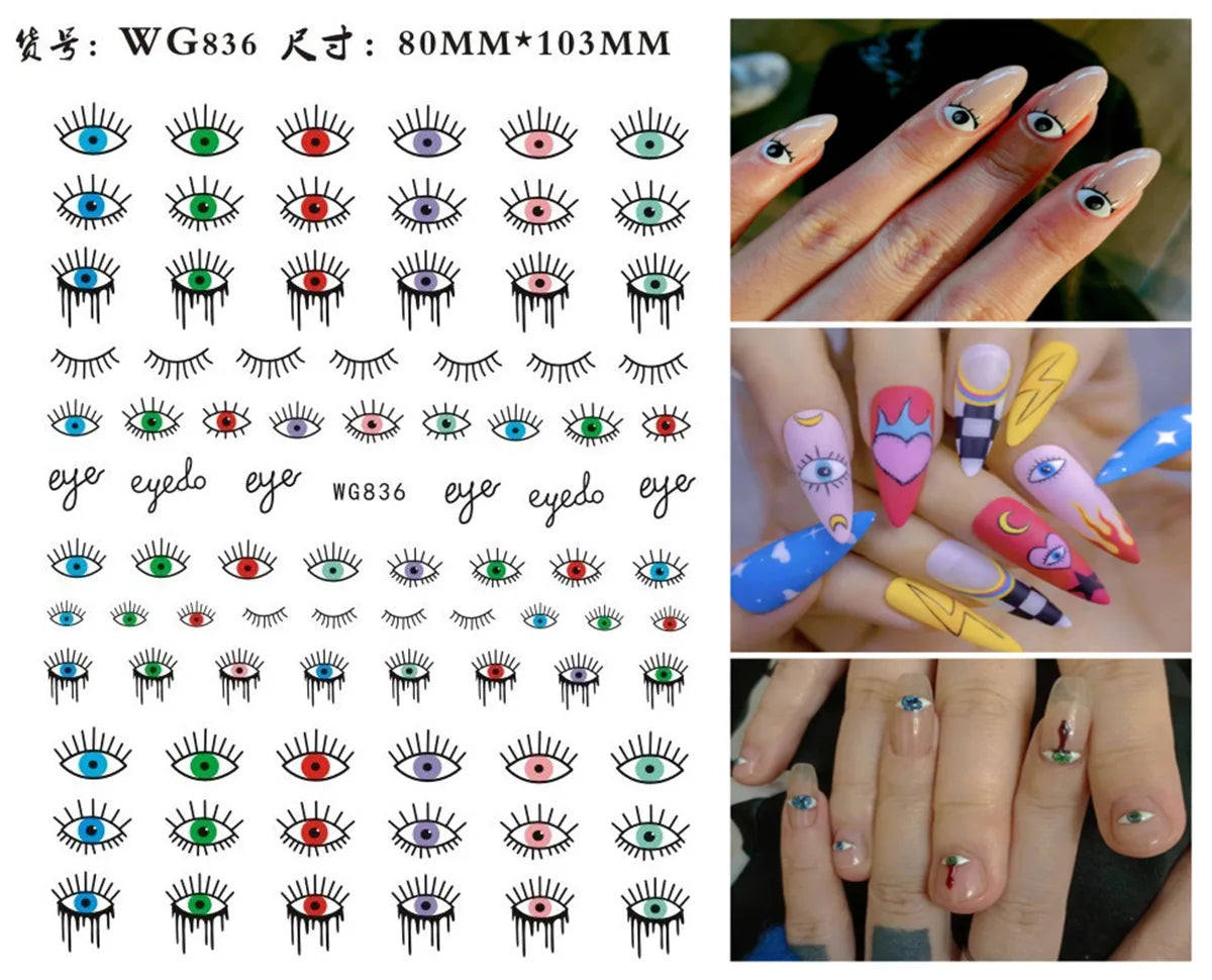Fatima's Eye & Hamsa Hand Nail Stickers – Spiritual Nail Art Aufkleber