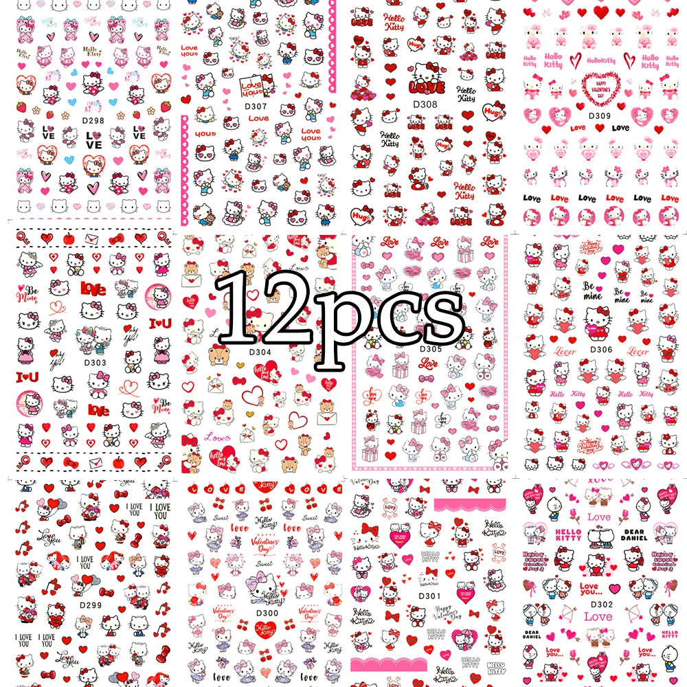 Nagelsticker „Stitch & Angel“ – 12 Bögen Cartoon-Kollektion für Kinder & Nail Art