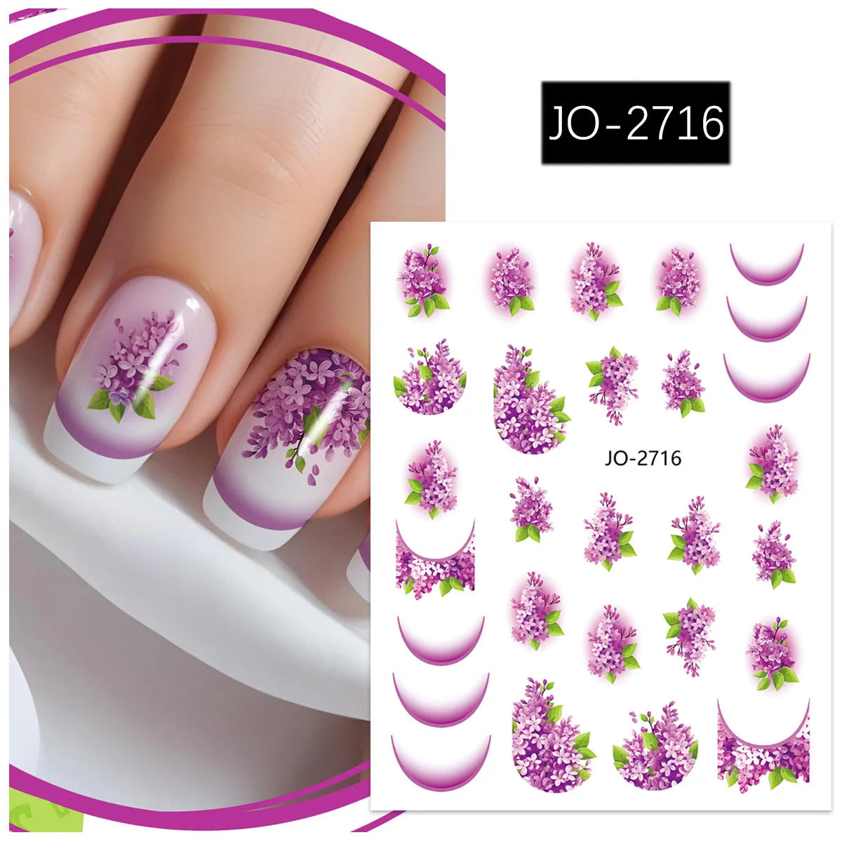 3D Nagelsticker Weißer Pflaumenblüten mit Goldperlen & Schmetterlingen