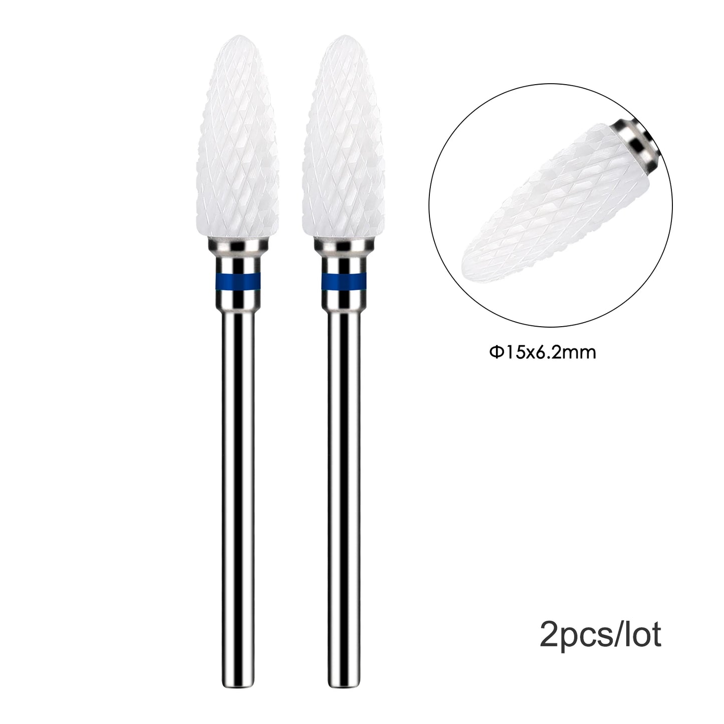 2er-Set Diamant-Fräserbits – Flammenform für Nagelhaut & Gellack (3/32", Profi-Qualität)