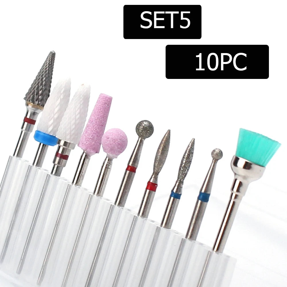 ASWEINA Fräser-Set – 10-tlg. Keramikaufsätze für Nagelfräser & Maniküregeräte