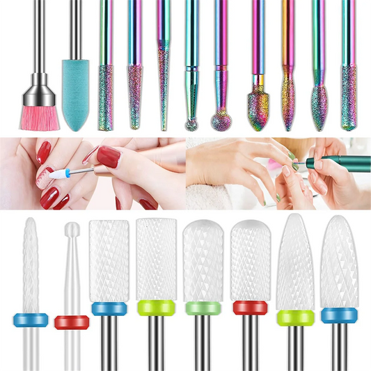 19-tlg. Fräser Set – Diamant & Keramik Bits 3/32 Zoll für elektrische Nagelfeile, Gelentfernung & Nagelhautpflege