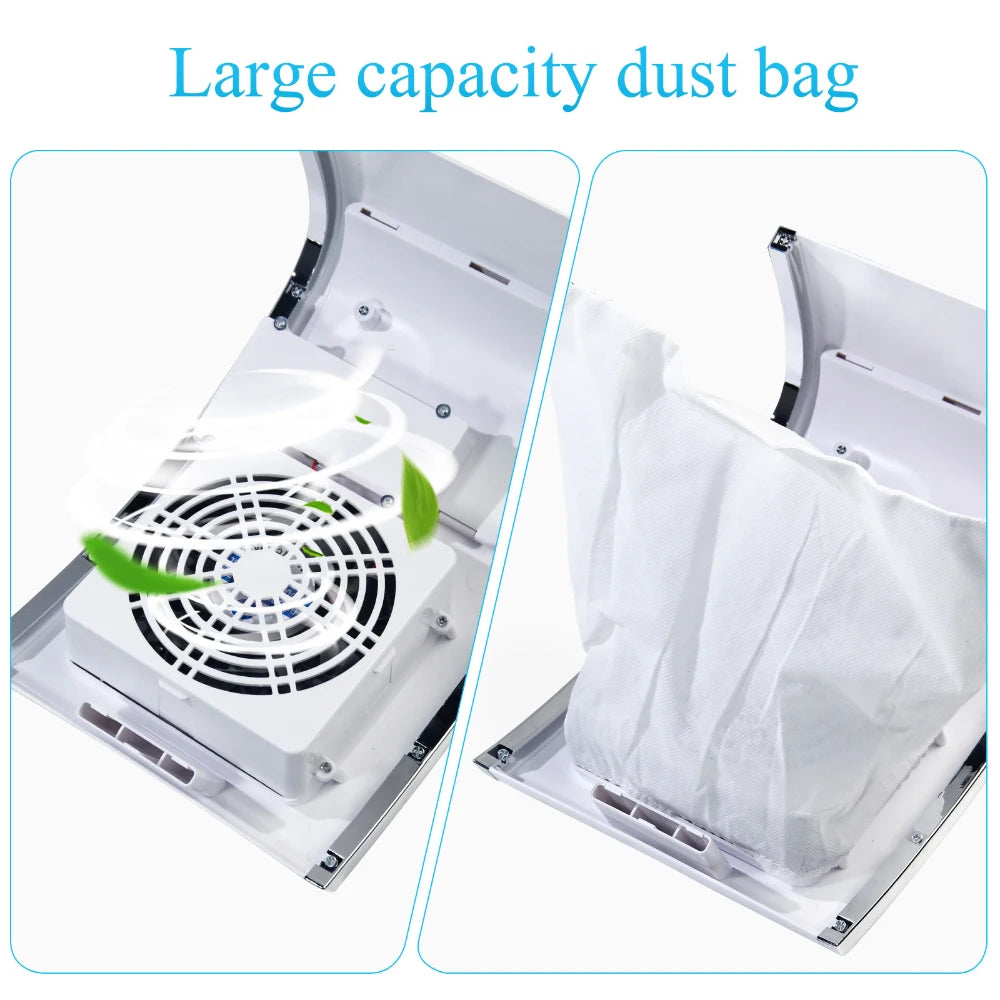 Nail Duster for Acrylic Hand  Vacuum Machine, Adjustable Motorized Nail Filter with 2 Strong Nail Fans