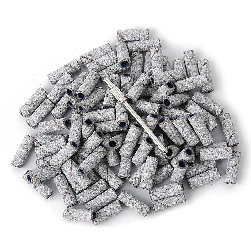 100 Stück Mini Schleifhülsen 3mm mit Mandrel Set – Für Nagelhaut, Hornhaut & Maniküre