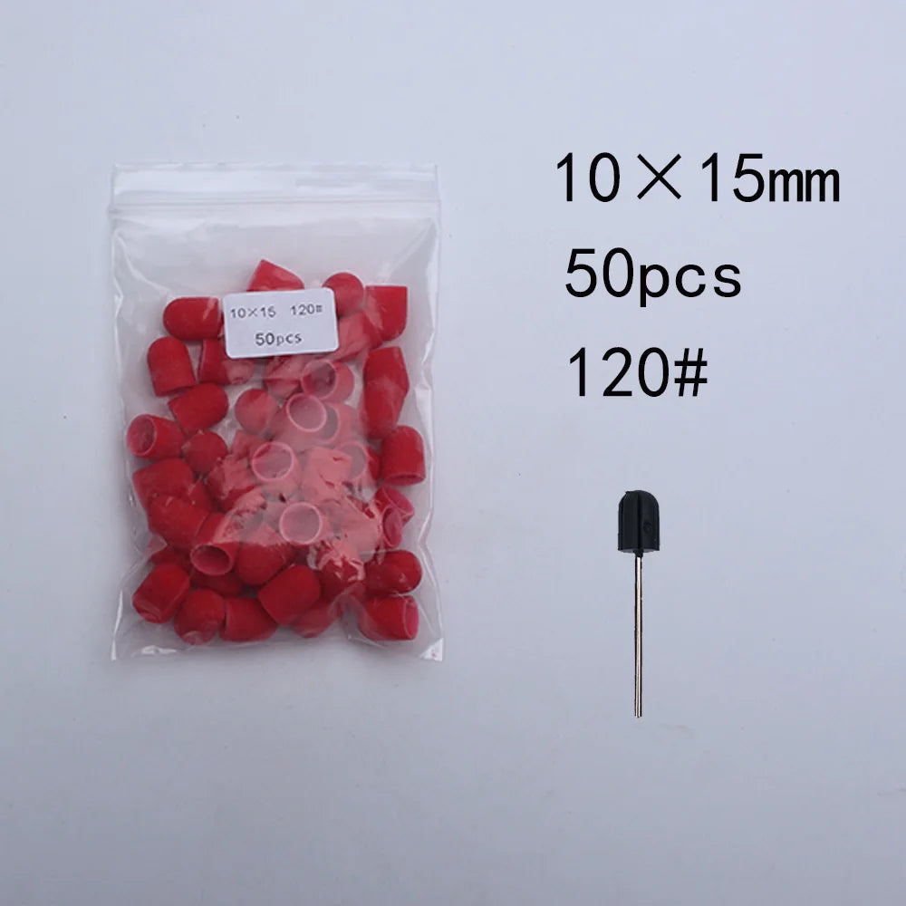 50er Set Schleifkappen für Nagelpflege mit Gummi-Träger – Pediküre & Hornhautentfernung