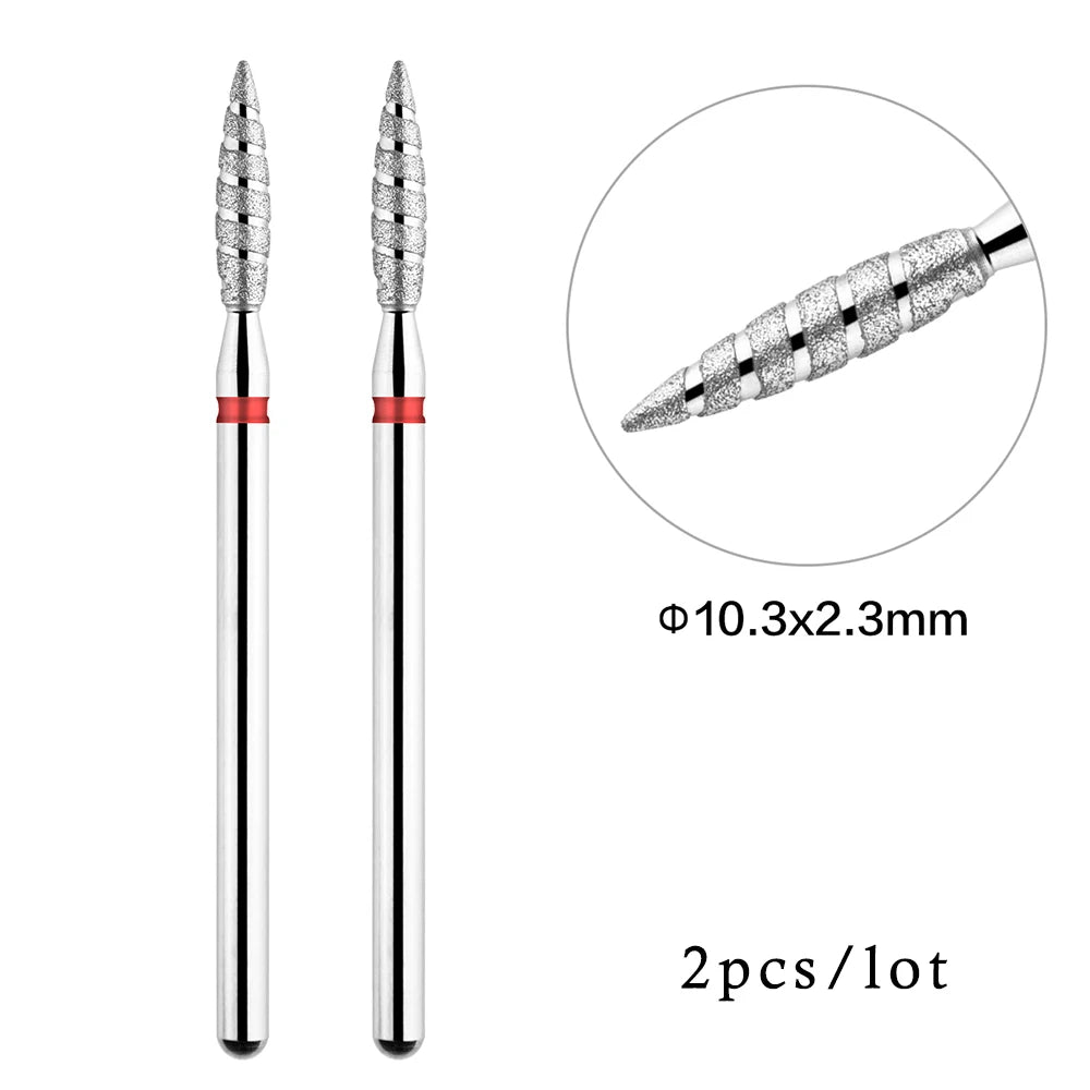 2er-Set Diamant-Fräserbits – Flammenform für Nagelhaut & Gellack (3/32", Profi-Qualität)