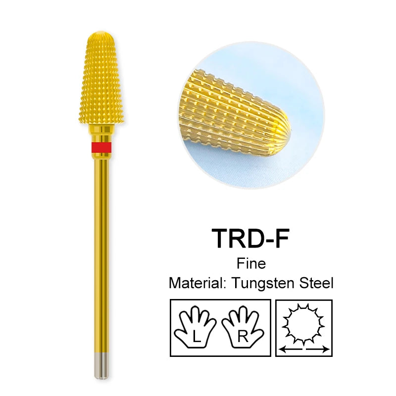 Tapered Barrel Fräserbit – Hartmetall (Tungsten), für Gelentfernung & Polieren (4XC, Gold)