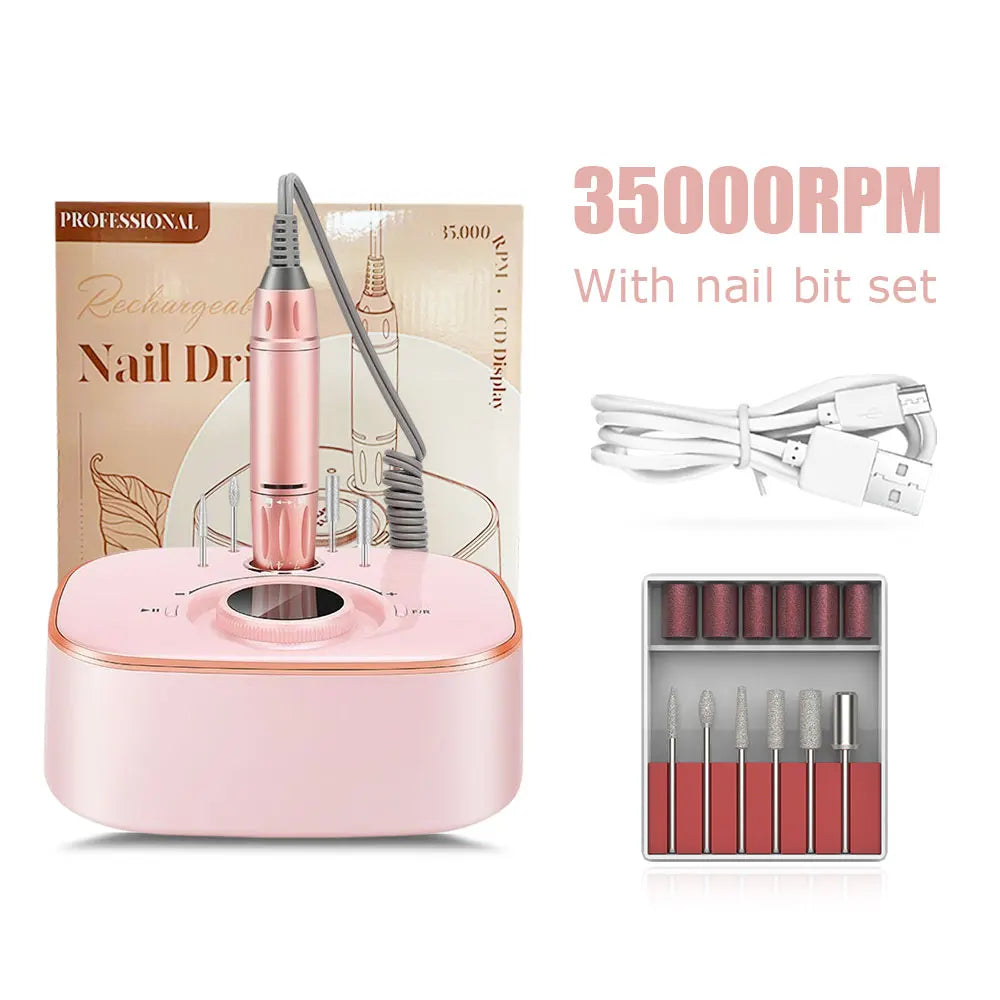 Elektrische Nagelfräse Set 35000 RPM mit LED-Display – Profi Schleifgerät für Maniküre & Pediküre