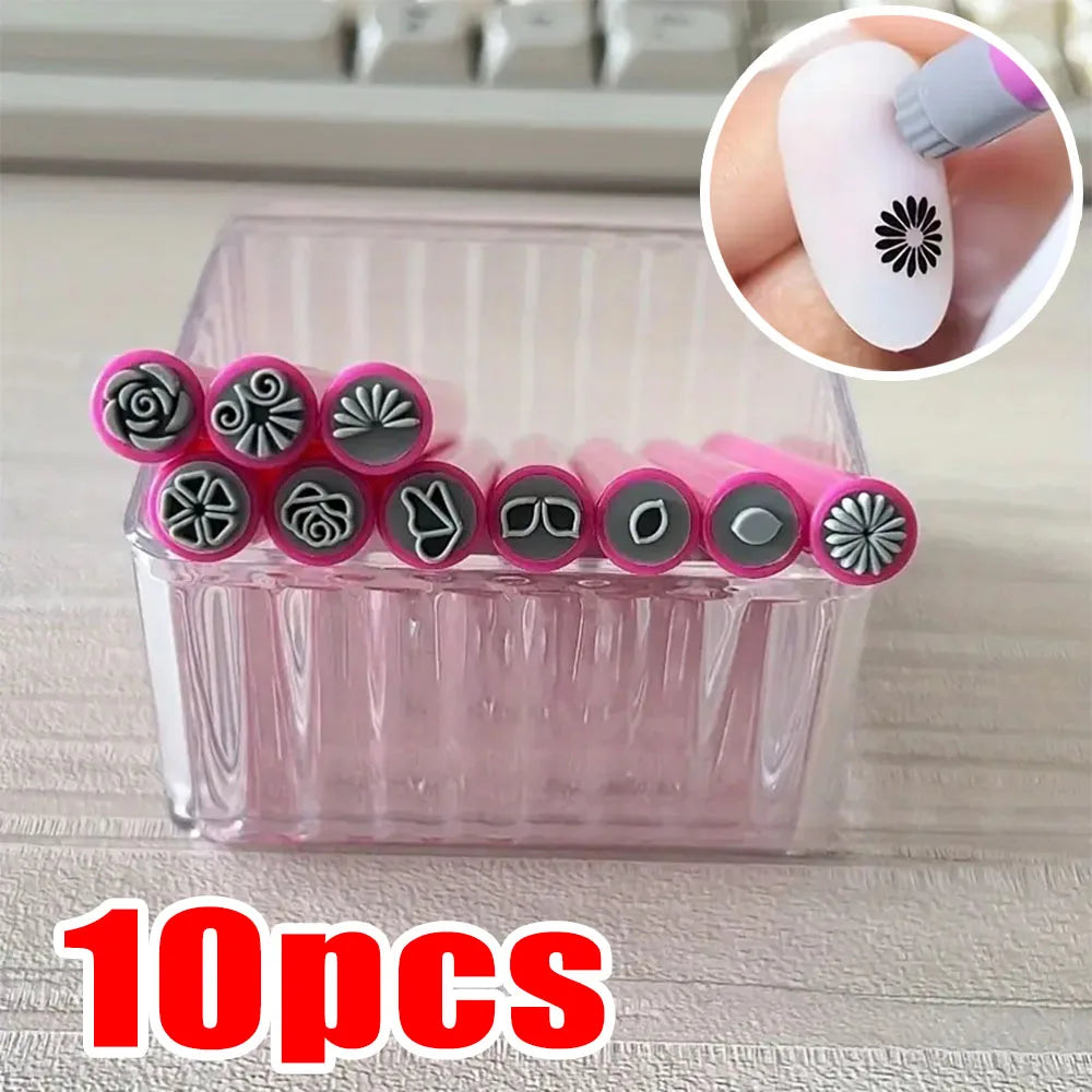 4/6/10er-Set Nailart-Stempelstifte – Blumen- & Schmetterlingsmotive für kreative Designs