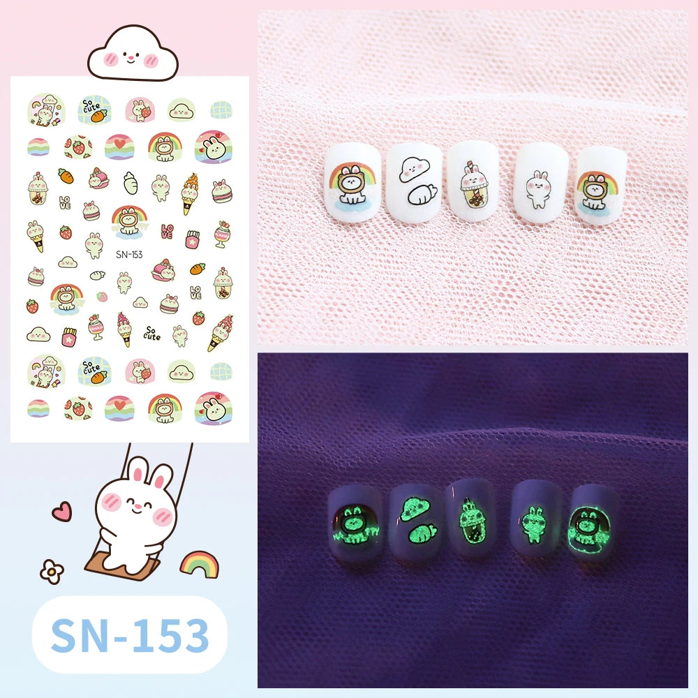 Leuchtende Kinder-Nagelsticker mit Tiermotiven – Glow-in-the-Dark Nail Art