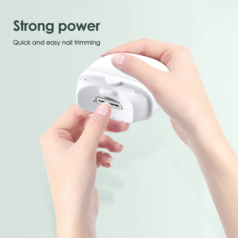 2-in-1 Elektrischer Nageltrimmer & Schleifer mit LED – Wiederaufladbar via USB, für Baby, Erwachsene & Senioren