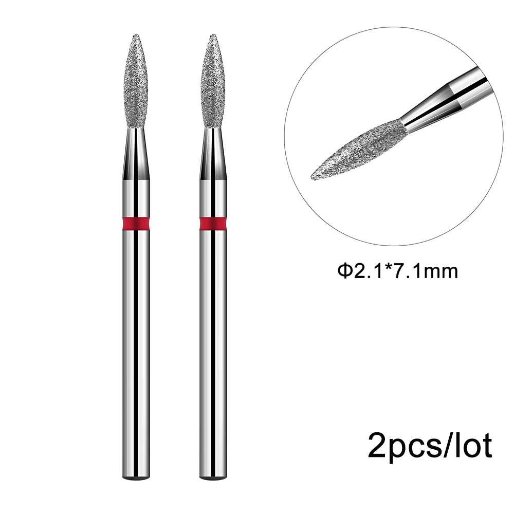 2er-Set Diamant-Fräserbits – Flammenform für Nagelhaut & Gellack (3/32", Profi-Qualität)