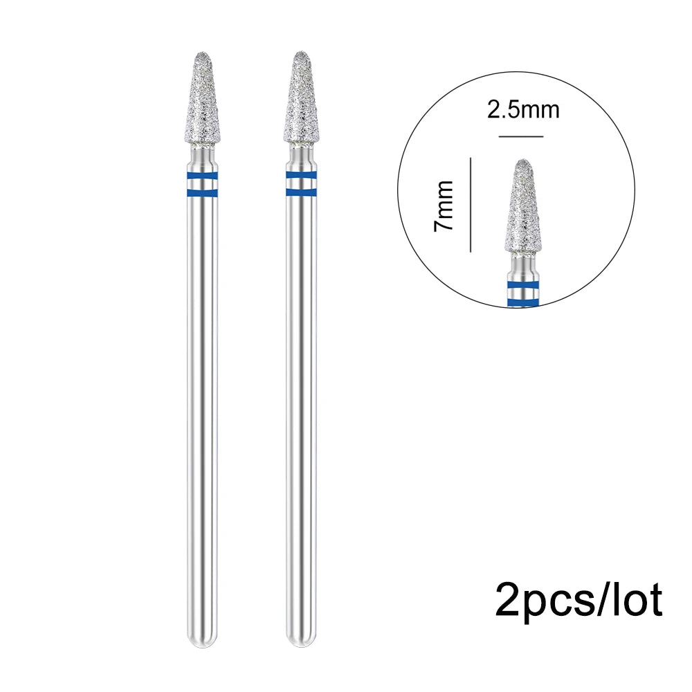 2er-Set Diamant-Fräserbits – Flammenform für Nagelhaut & Gellack (3/32", Profi-Qualität)