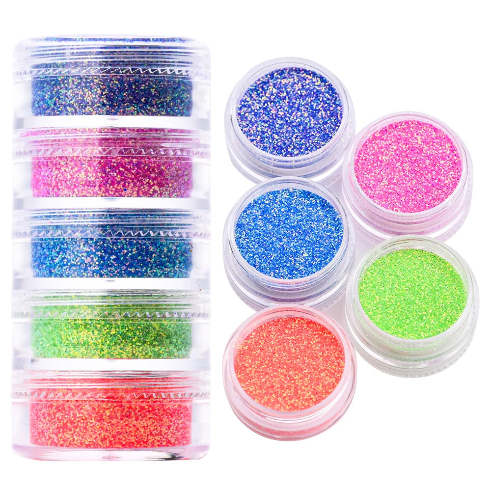 Neon-Pigmentpulver Set – 12 Farben für Nageldesign, Ombre & Chrome-Effekte