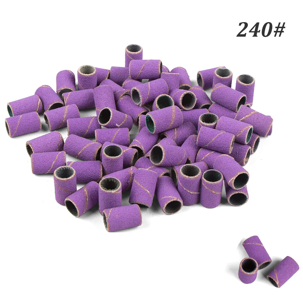 500 Stück Schleifhülsen Set – 80/120/180/240 Grit für Maniküre, Nagelfräser & Gelentfernung