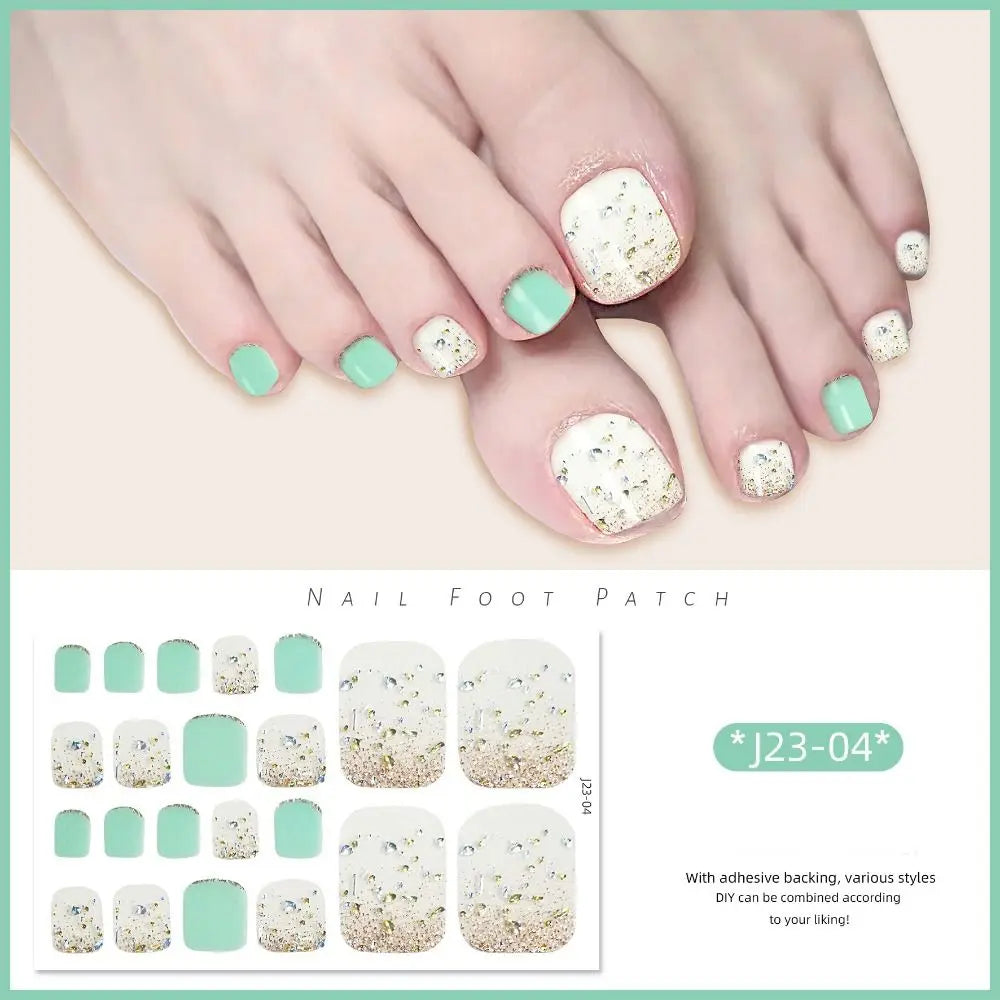 Abziehbare Fußnagelsticker – 22-teiliges Set für Modebewusste Pediküre mit Glanz-Effekt