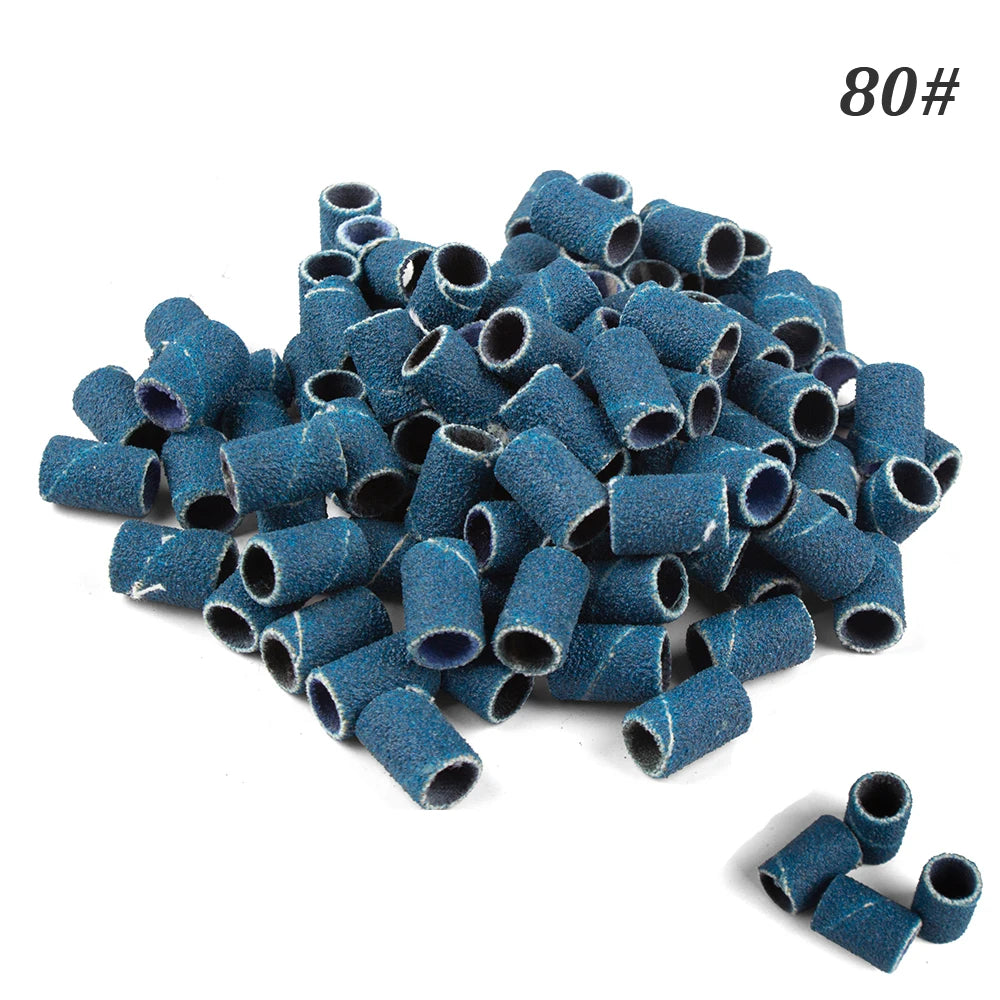 500 Stück Schleifhülsen Set – 80/120/180/240 Grit für Maniküre, Nagelfräser & Gelentfernung