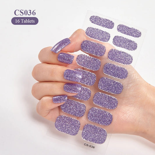Fullcover Nail Sticker – Modische selbstklebende Nagelfolien mit Glitzer