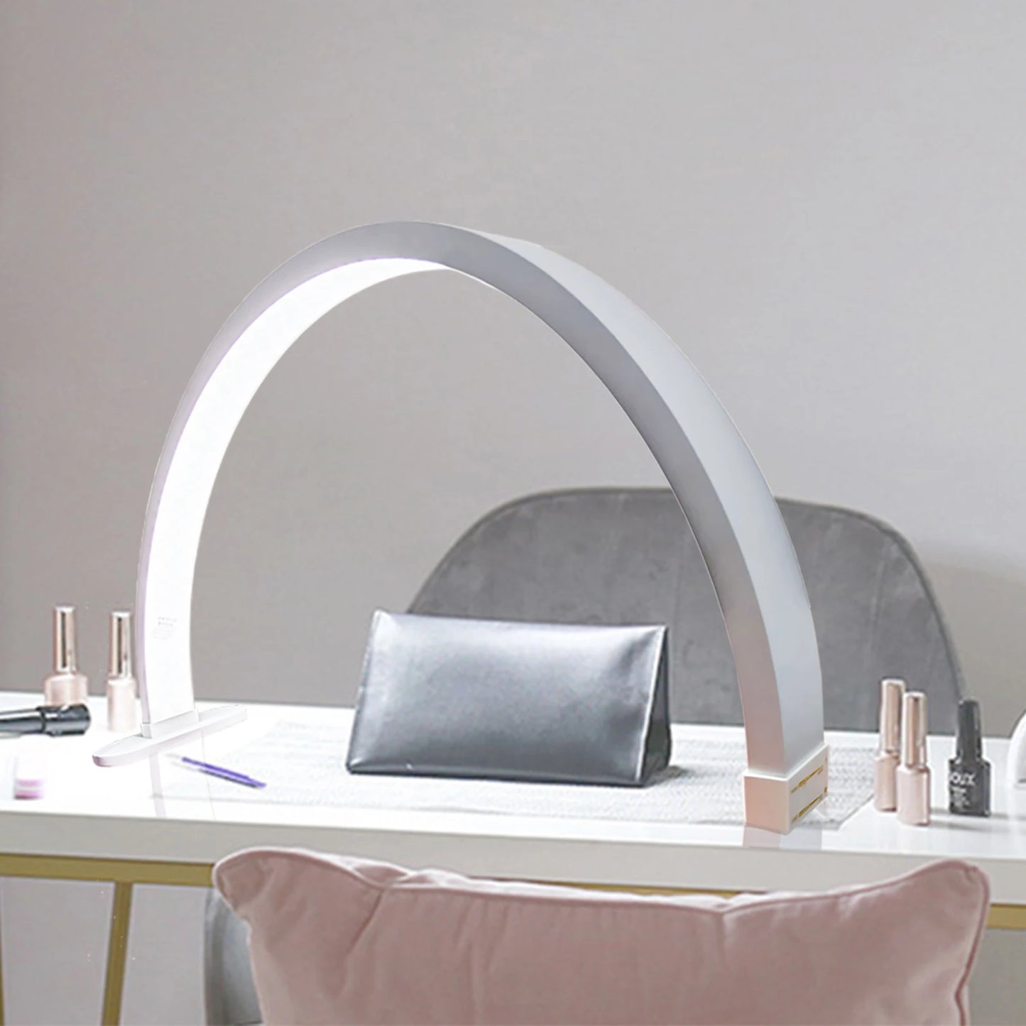 Fosoto Halbmond-LED Tischlampe – 3-stufig dimmbar, Touch-Steuerung für Nagelstudio & Kosmetik