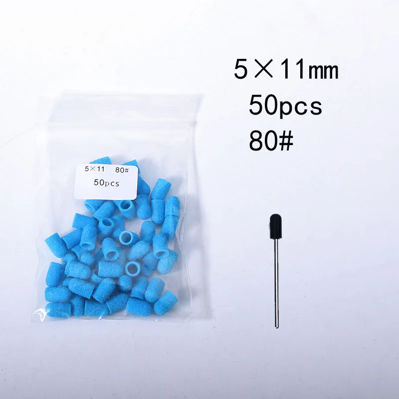 50er Set Schleifkappen für Nagelpflege mit Gummi-Träger – Pediküre & Hornhautentfernung