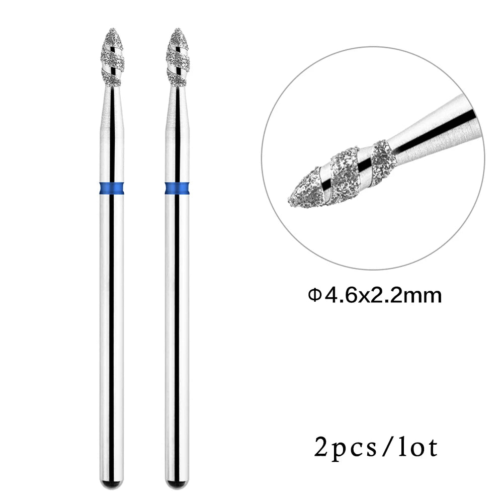 2er-Set Diamant-Fräserbits – Flammenform für Nagelhaut & Gellack (3/32", Profi-Qualität)