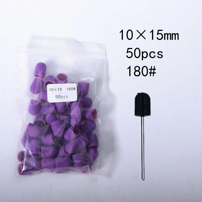 50er Set Schleifkappen für Nagelpflege mit Gummi-Träger – Pediküre & Hornhautentfernung