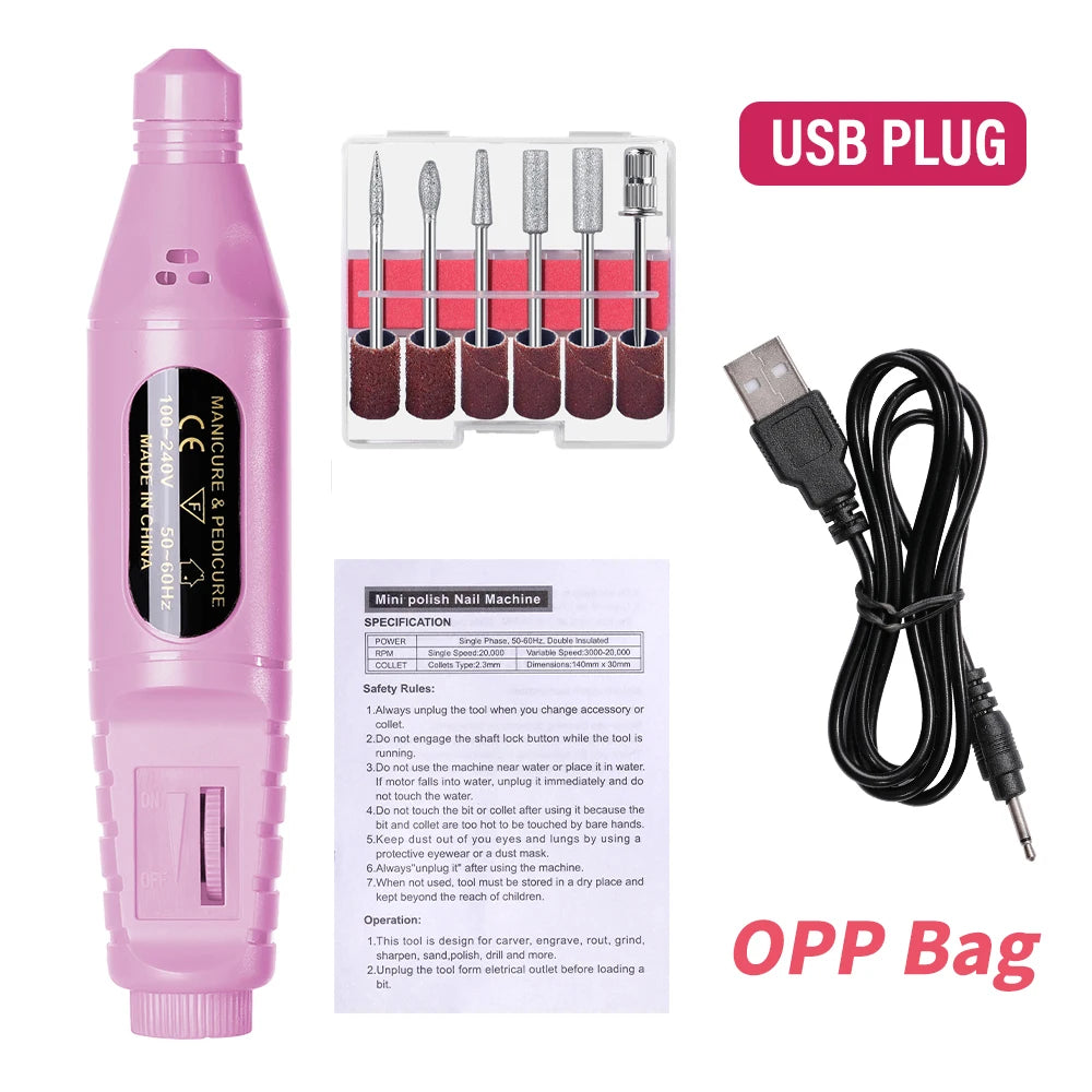 Elektrisches Nagelfräser-Set 6-in-1 – Tragbare Nagelfeile & Poliergerät inkl. Aufsätze & Bits