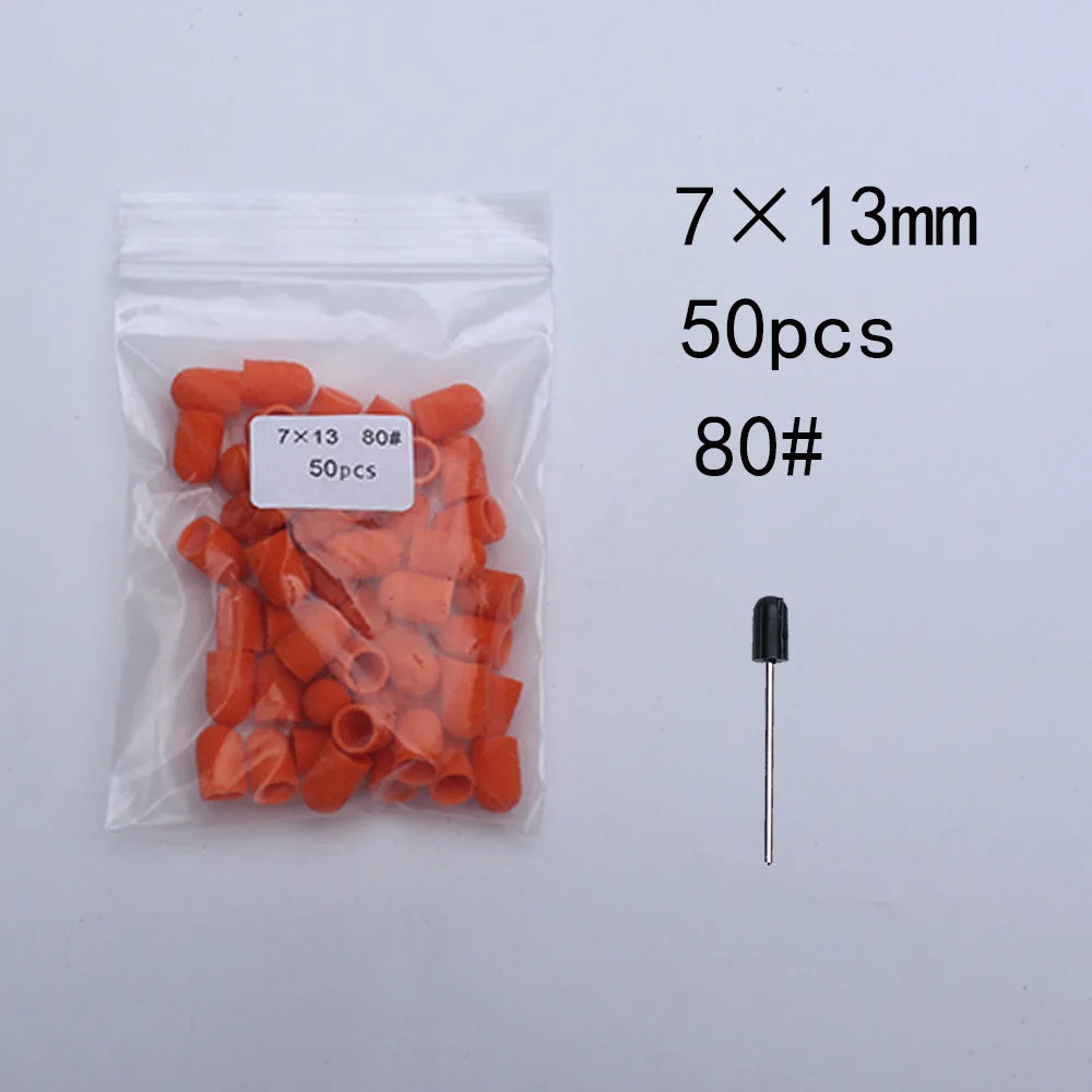 50er Set Schleifkappen für Nagelpflege mit Gummi-Träger – Pediküre & Hornhautentfernung
