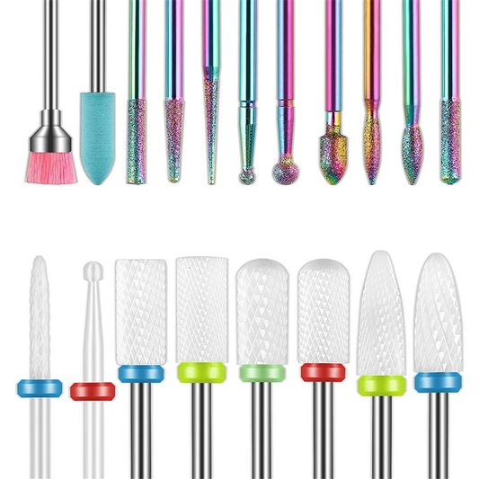 19-tlg. Fräser Set – Diamant & Keramik Bits 3/32 Zoll für elektrische Nagelfeile, Gelentfernung & Nagelhautpflege