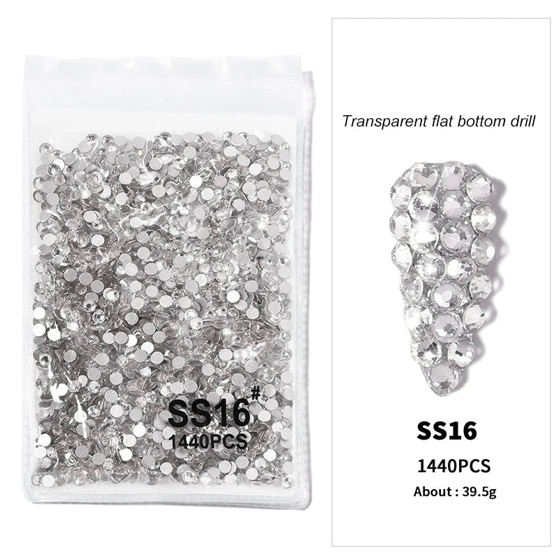 Strasssteine für Nägel – 1440 Stück (klar/AB, SS3–SS20)