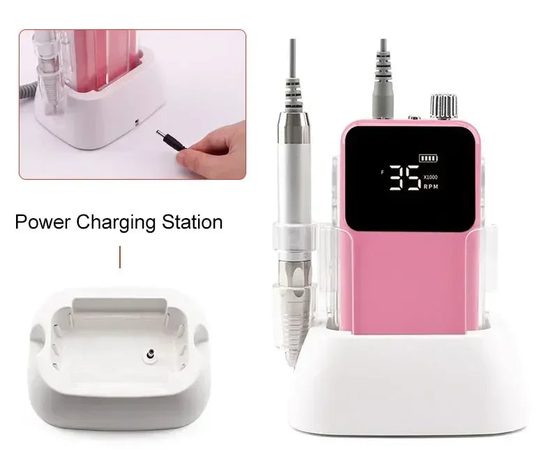 Kabellose Nagelfräse 85 W – 35.000 U/min Profi Brushless Nail Drill für Studio & Zuhause