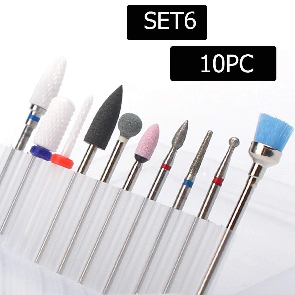 ASWEINA Fräser-Set – 10-tlg. Keramikaufsätze für Nagelfräser & Maniküregeräte