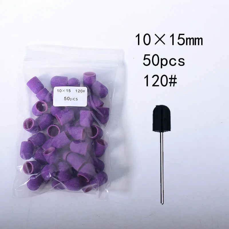 50er Set Schleifkappen für Nagelpflege mit Gummi-Träger – Pediküre & Hornhautentfernung