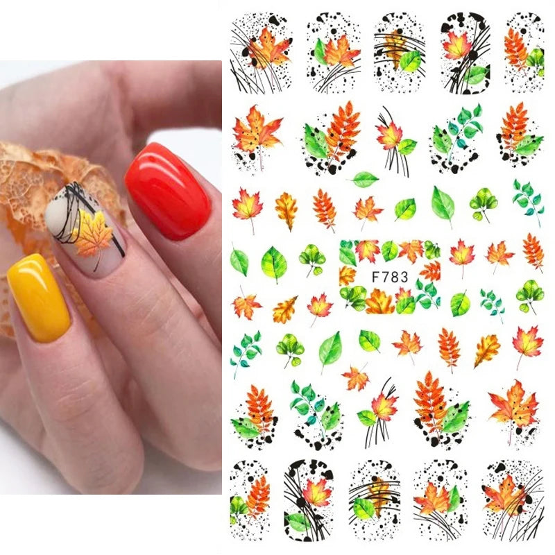 3D Nail Sticker – Tropische Blätter & Linien Design Schwarz & Weiß