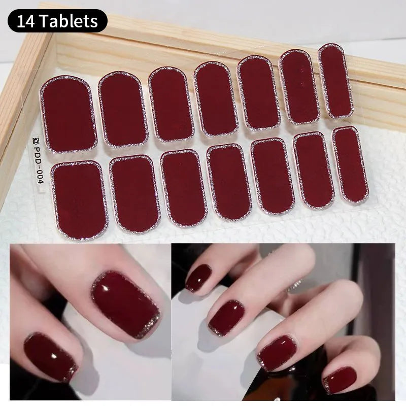 Fullcover Nail Sticker – Modische selbstklebende Nagelfolien mit Glitzer 2.