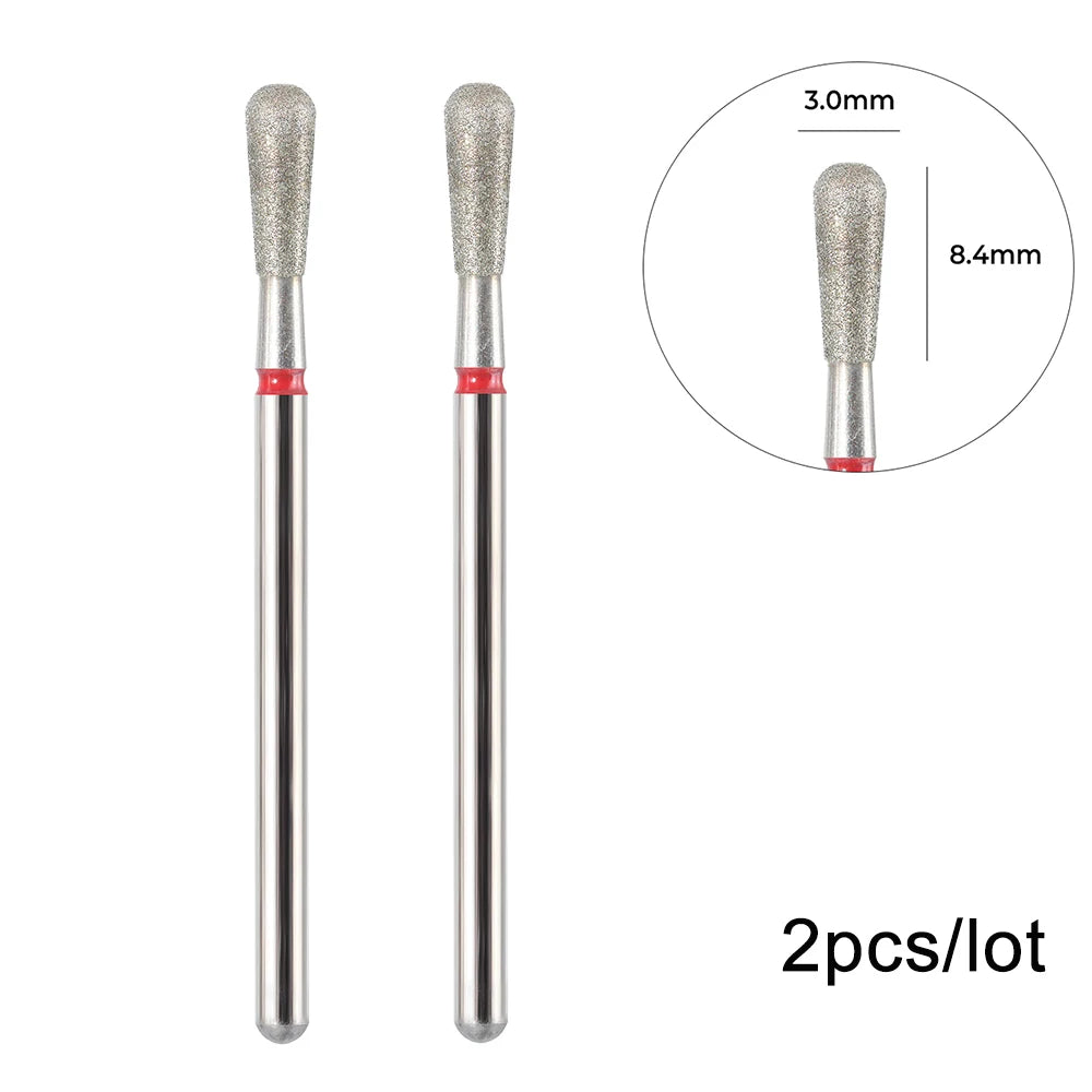 2er-Set Diamant-Fräserbits – Flammenform für Nagelhaut & Gellack (3/32", Profi-Qualität)