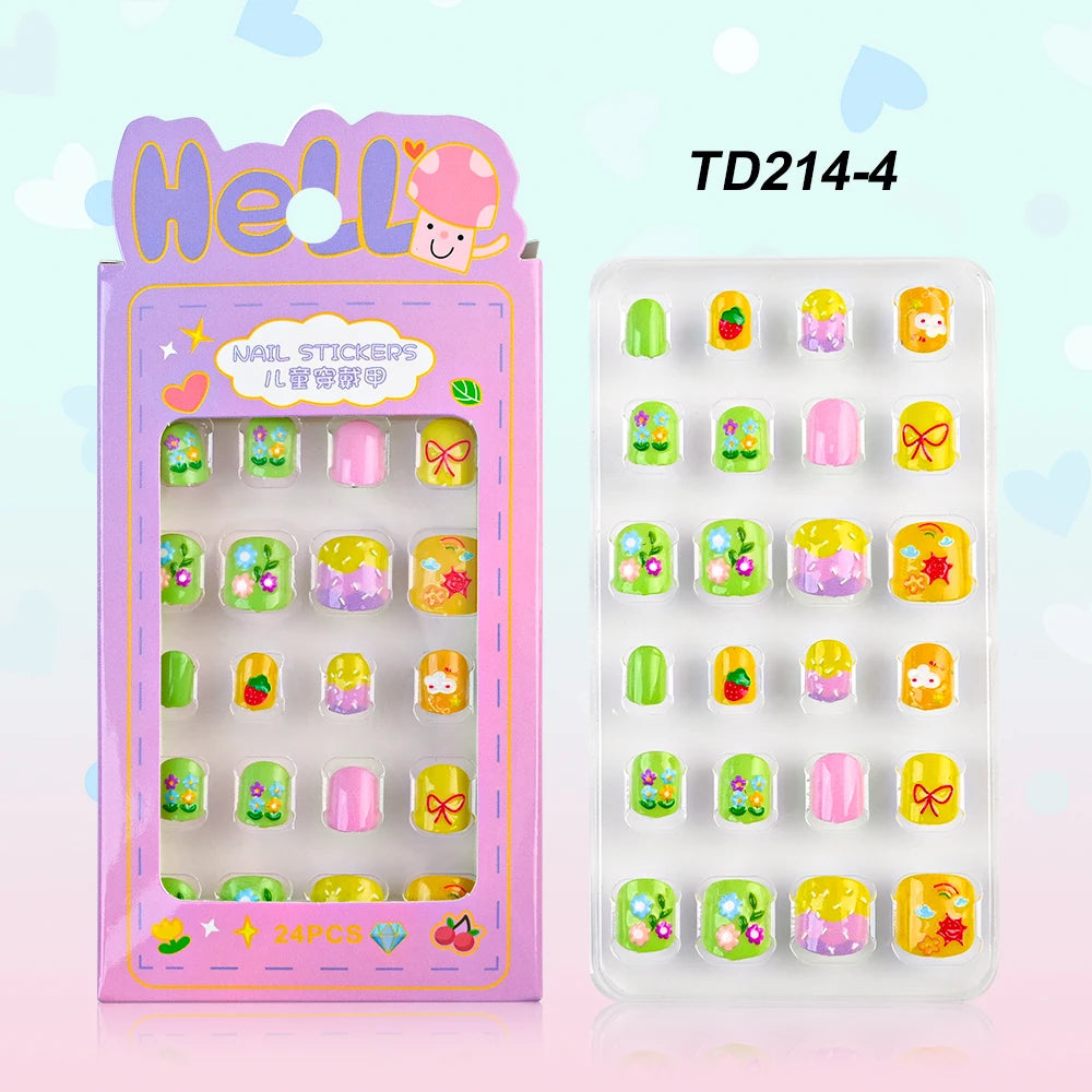 Sanrio Kinder Press-On Nägel – 12 Stück, Hello Kitty, Kuromi, Cartoon Design