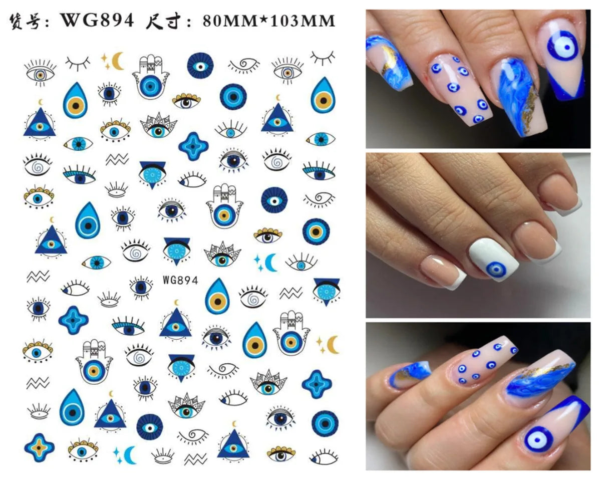 Fatima's Eye & Hamsa Hand Nail Stickers – Spiritual Nail Art Aufkleber