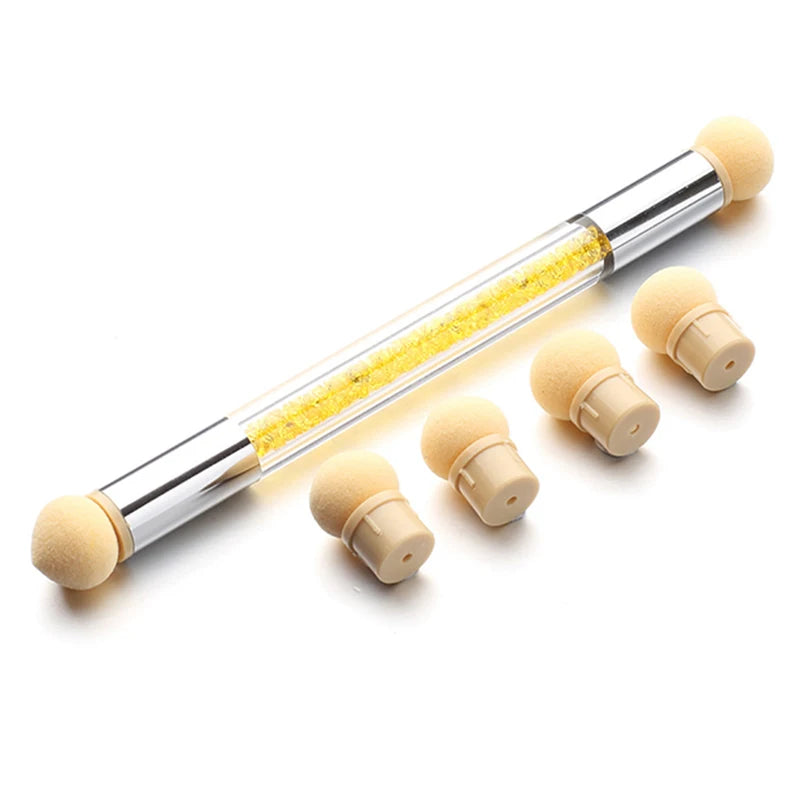 Sponge Pen für Nail Art – mit Ersatzköpfen für Farbverlauf, Glitzer & Puder