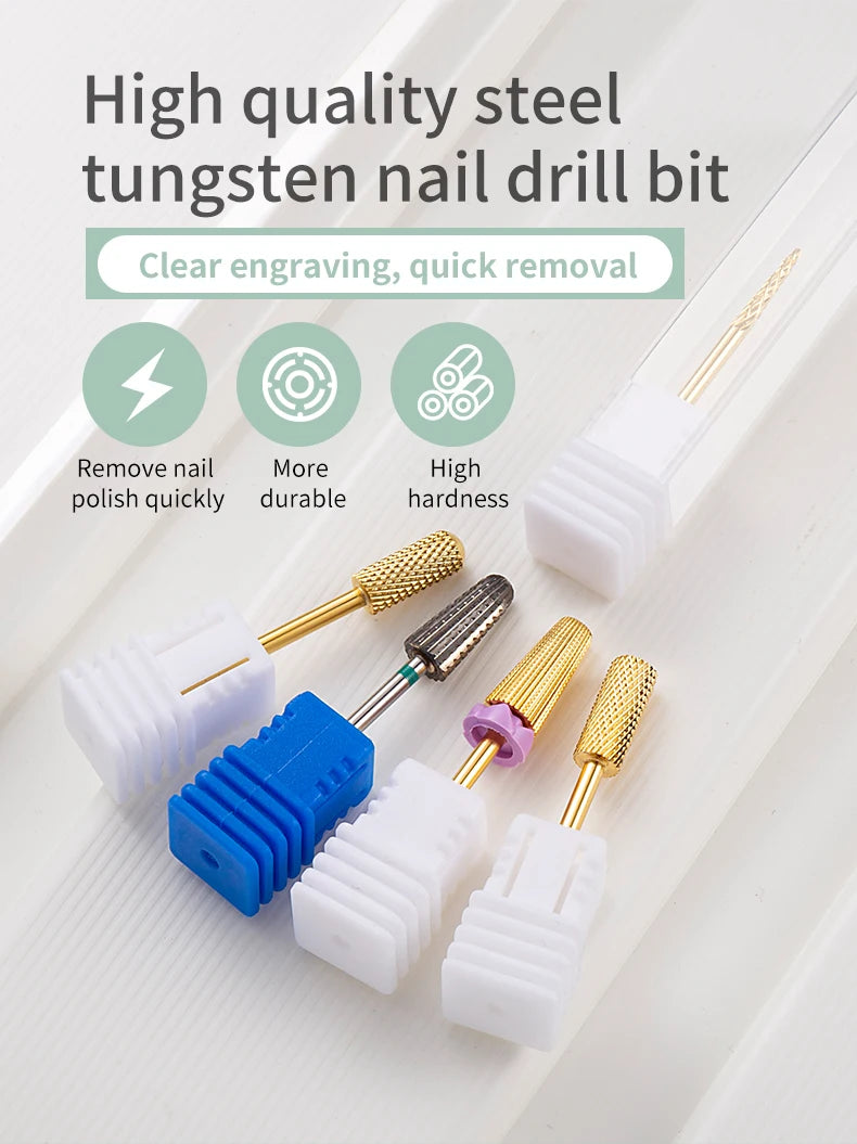 5-in-1 Hartmetall Nagelfräser-Set – Gold (Tungsten Carbide)