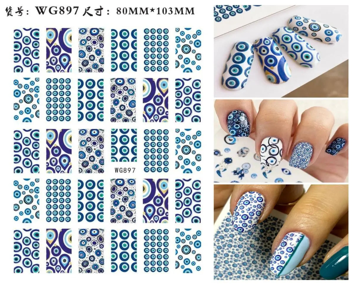 Fatima's Eye & Hamsa Hand Nail Stickers – Spiritual Nail Art Aufkleber