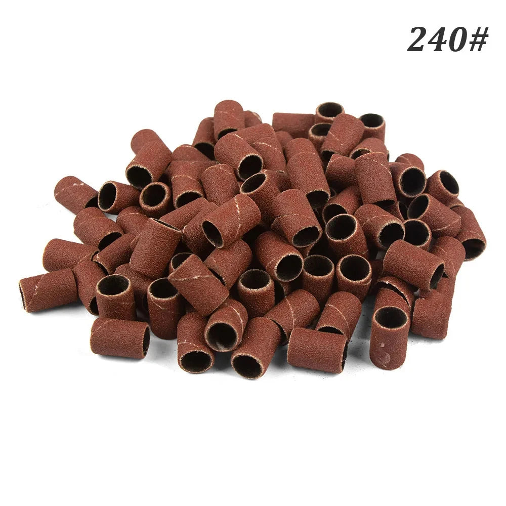 500 Stück Schleifhülsen Set – 80/120/180/240 Grit für Maniküre, Nagelfräser & Gelentfernung