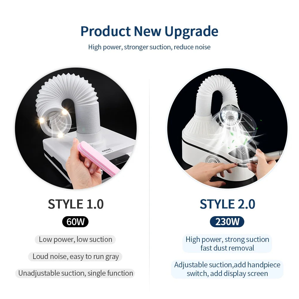Nail Dust Collector mit flexiblem Schlauch – Profi Staubabsaugung für Maniküre, 320 W, Touchscreen