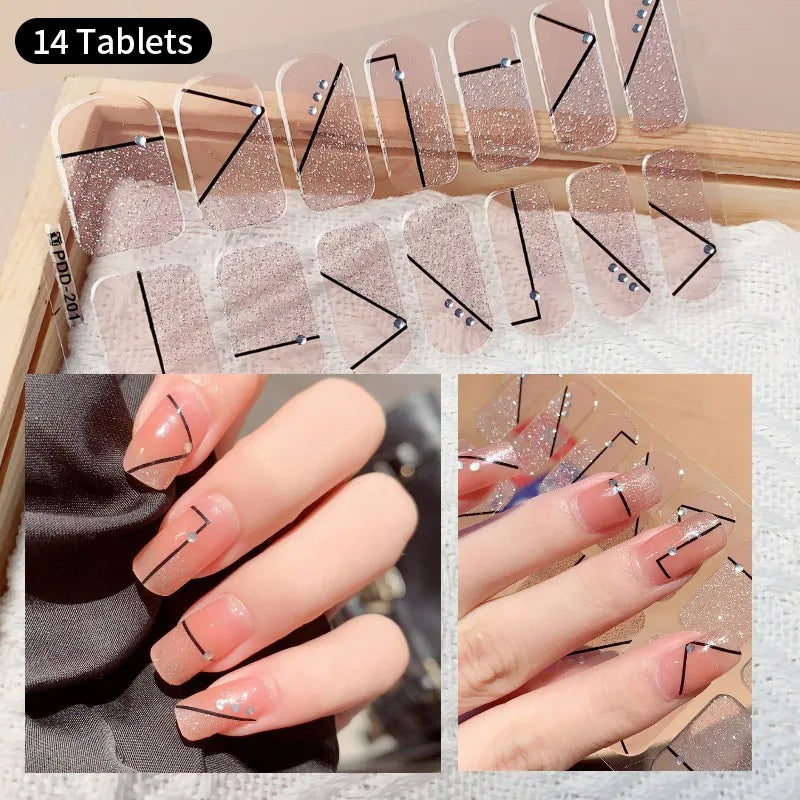 Fullcover Nail Sticker – Modische selbstklebende Nagelfolien mit Glitzer 2.