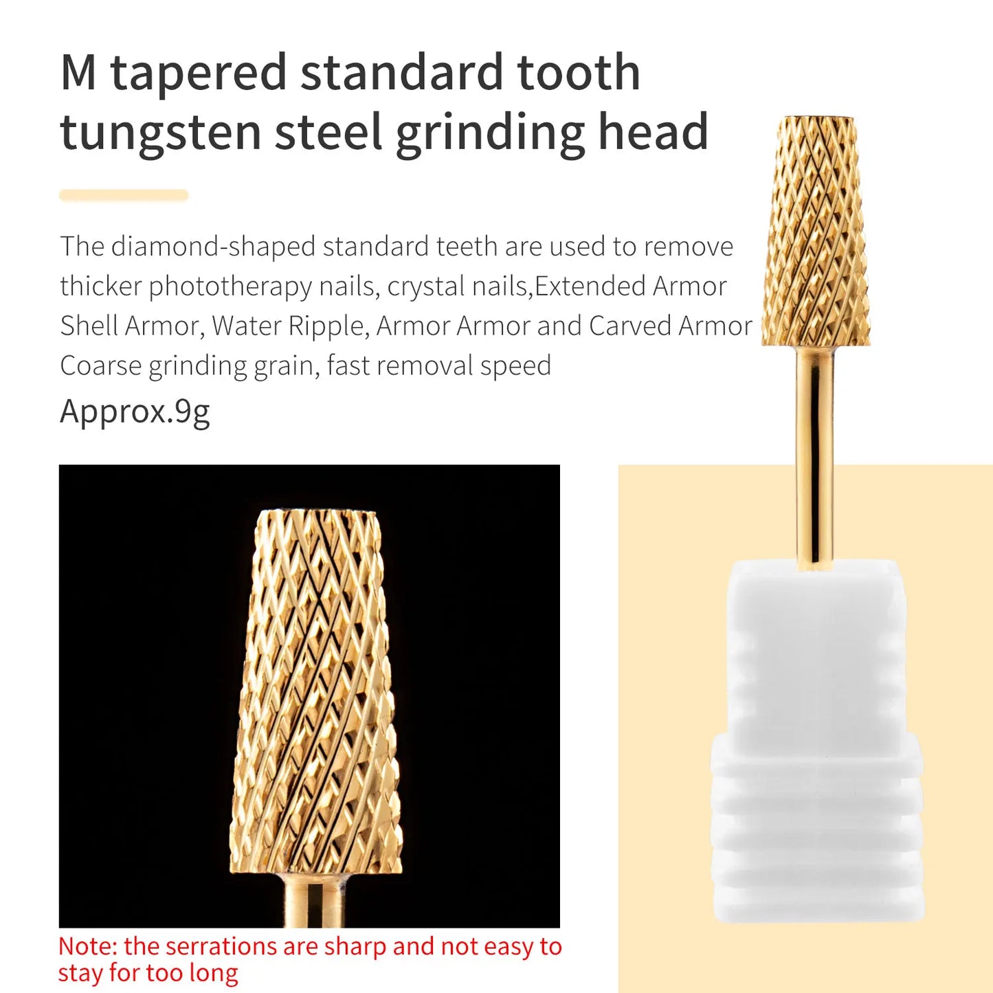 5-in-1 Hartmetall Nagelfräser-Set – Gold (Tungsten Carbide)