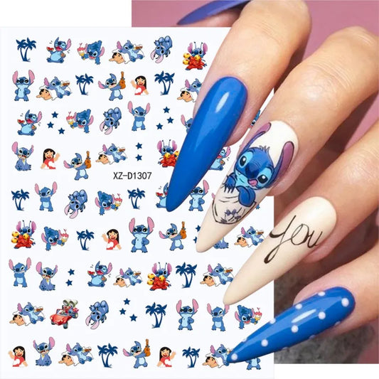 Nagelsticker „Stitch & Angel“ – 12 Bögen Cartoon-Kollektion für Kinder & Nail Art
