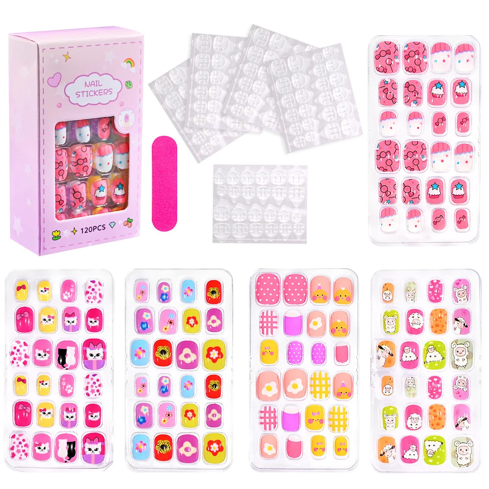 Sanrio Kinder Press-On Nägel – 12 Stück, Hello Kitty, Kuromi, Cartoon Design