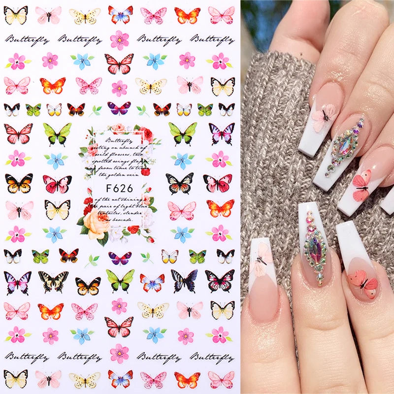 1PCS New 3D Devil's Eye Snake Nail Stickers Nail Art Decoration Black White Flowers Leaves Sticker Nail Art Decals Nail Parts
