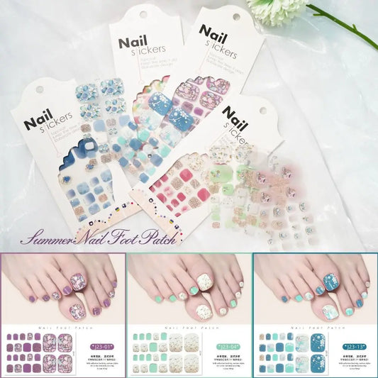 Abziehbare Fußnagelsticker – 22-teiliges Set für Modebewusste Pediküre mit Glanz-Effekt