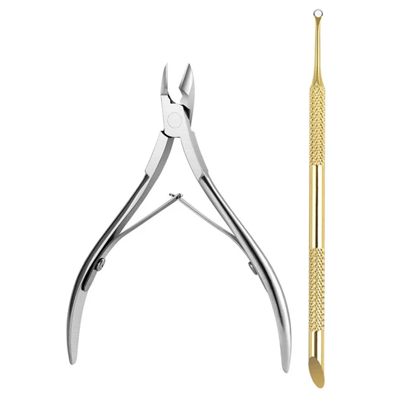 Nagelhautpflege-Set – Edelstahlzange, Schieber & Cutter für Maniküre & Pediküre